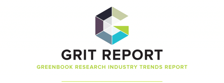 gritbanner-1 Logo for the GRIT Report by Greenbook, featuring a geometric design with gray, purple, and green shapes. Text reads: "GRIT REPORT, Greenbook Research Industry Trends Report.