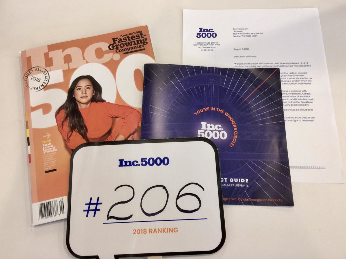 Discuss.io debuts 206 on the Inc. 5000 Discuss