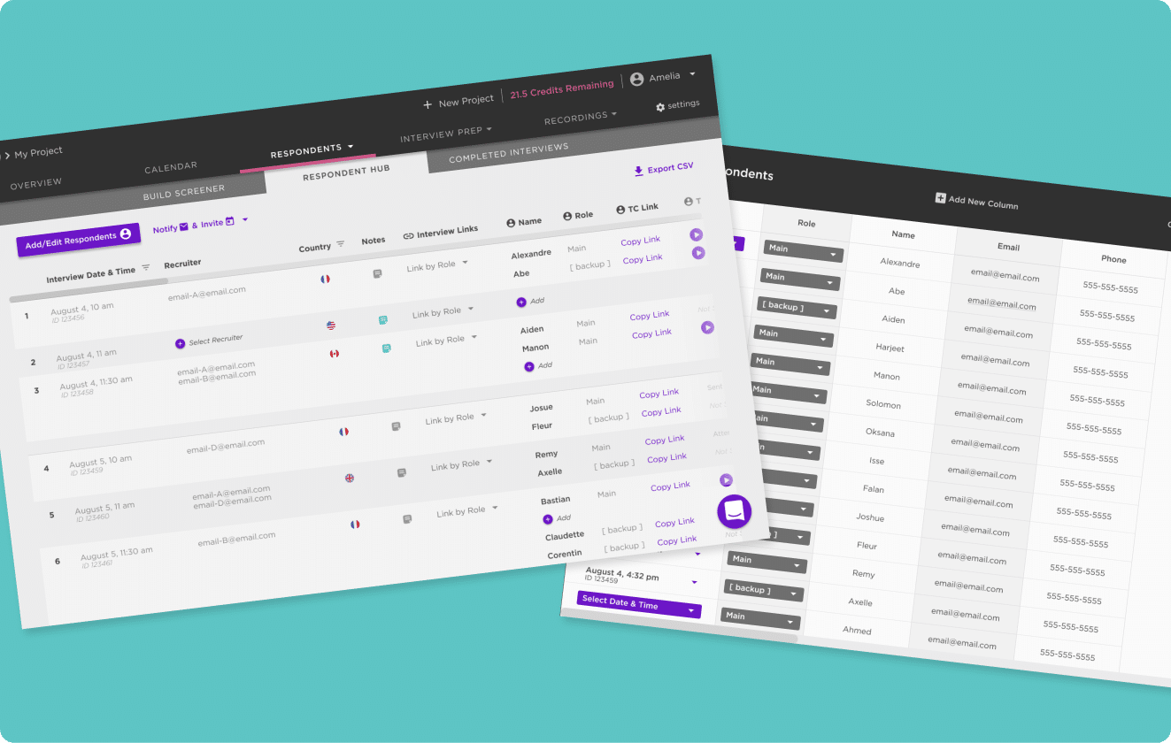 Respondent Management Hub Management Grid