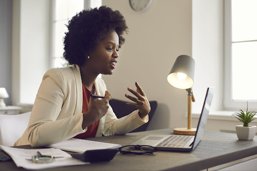 Woman in a video conference