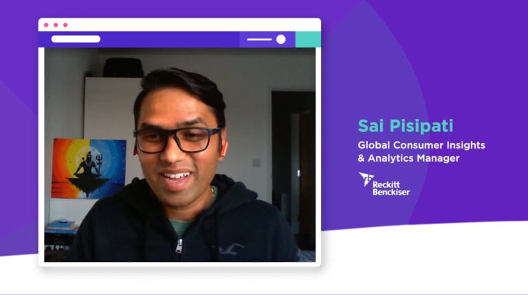 A person wearing glasses and a hoodie smiles in a video call. Text on the right reads: 