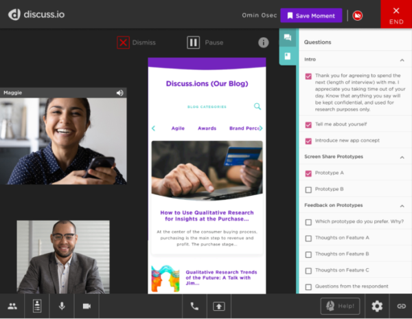 Mobile Screen Share Integrated into Market Research Meeting Room